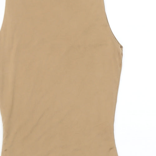 Boohoo Womens Beige Polyester Bodysuit One-Piece Size 10 Snap