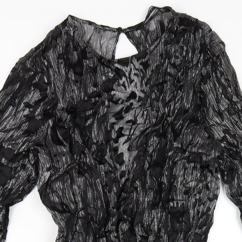 Zara Womens Black Viscose A-Line Size M Round Neck Button