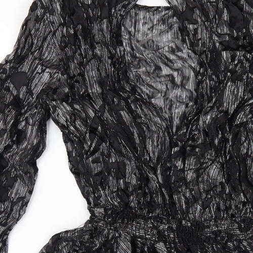Zara Womens Black Viscose A-Line Size M Round Neck Button