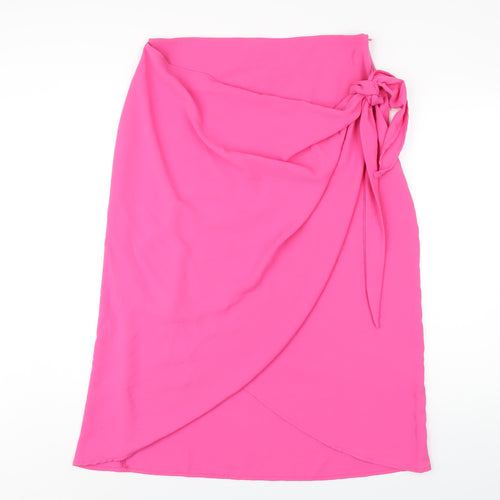 New Look Womens Pink Polyester A-Line Skirt Size M Zip