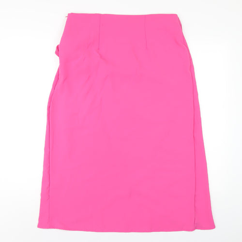 New Look Womens Pink Polyester A-Line Skirt Size M Zip