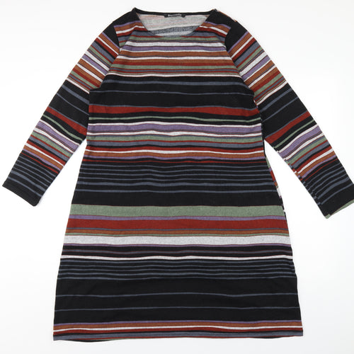 Bonmarché Womens Multicoloured Striped Polyester A-Line Size 14 Round Neck Pullover