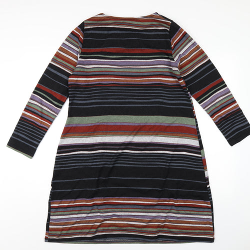 Bonmarché Womens Multicoloured Striped Polyester A-Line Size 14 Round Neck Pullover