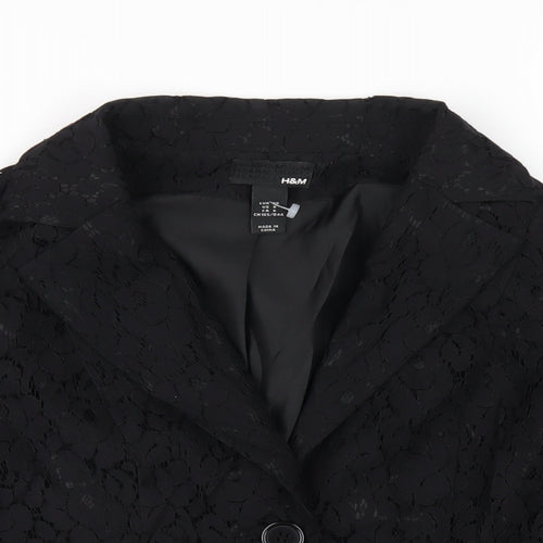 H&M Womens Black Jacket Blazer Size 8 Button