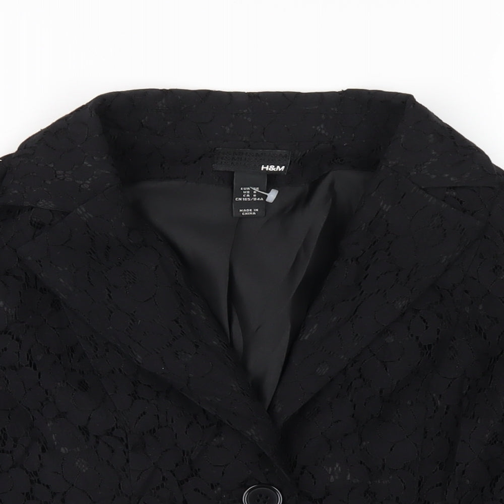H&M Womens Black Jacket Blazer Size 8 Button