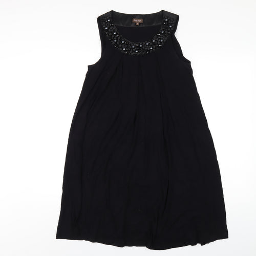 Phase Eight Womens Black Viscose A-Line Size 8 Round Neck Pullover - Beaded Neckline