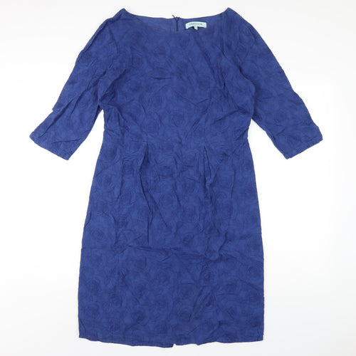 Dickins & Jones Womens Blue Cotton A-Line Size 12 Round Neck Zip