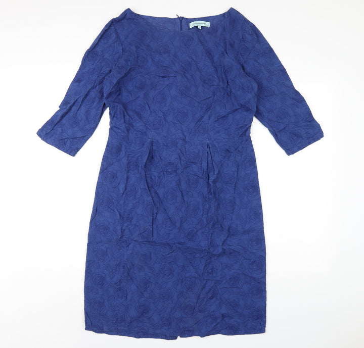Dickins & Jones Womens Blue Cotton A-Line Size 12 Round Neck Zip