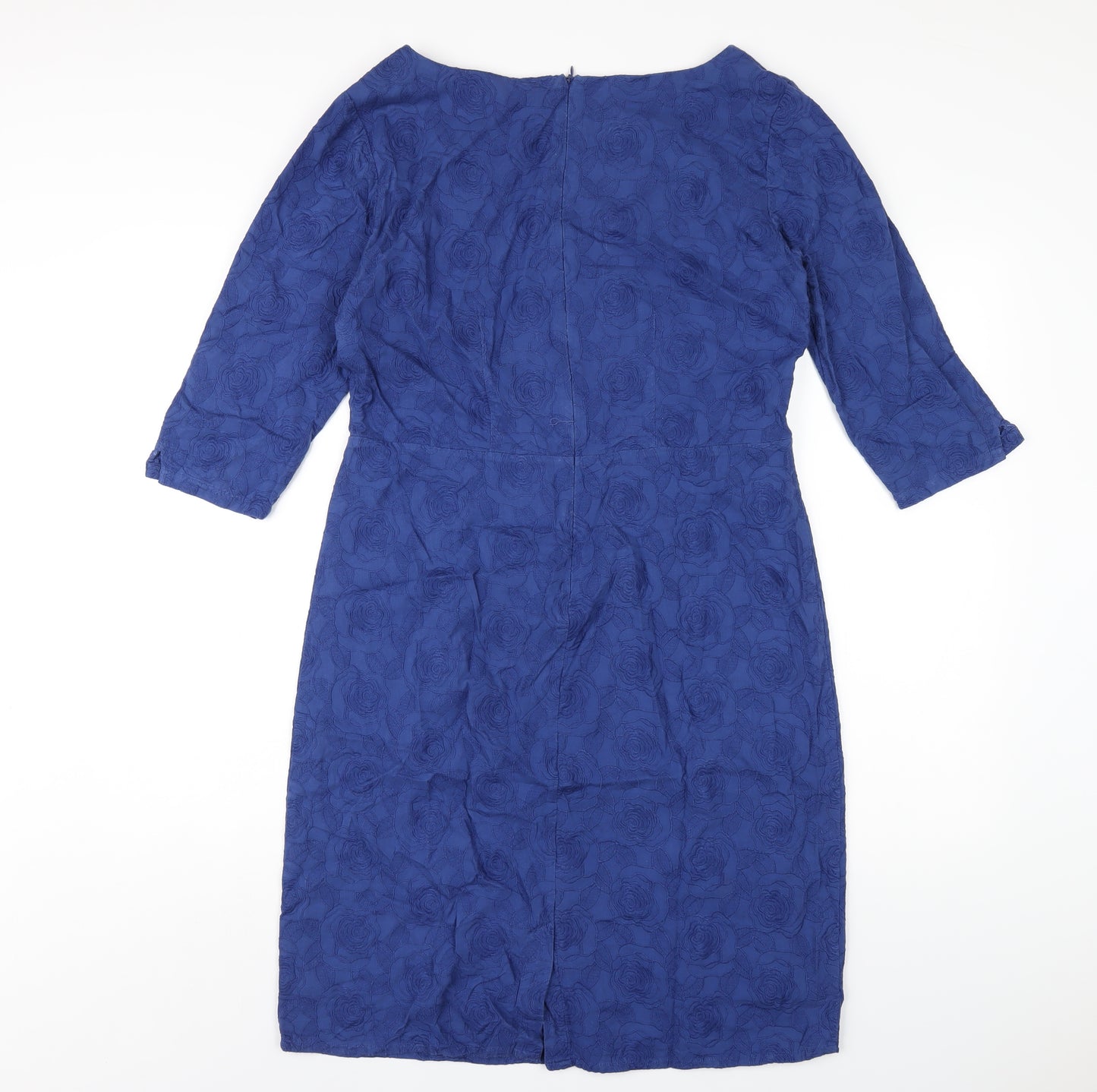 Dickins & Jones Womens Blue Cotton A-Line Size 12 Round Neck Zip