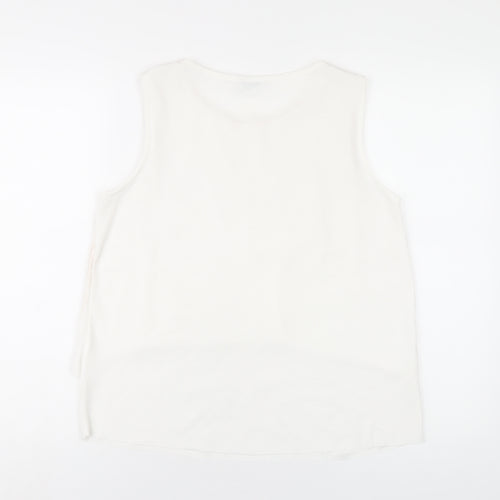 Zara Womens White Geometric Polyester Basic Tank Size M Round Neck