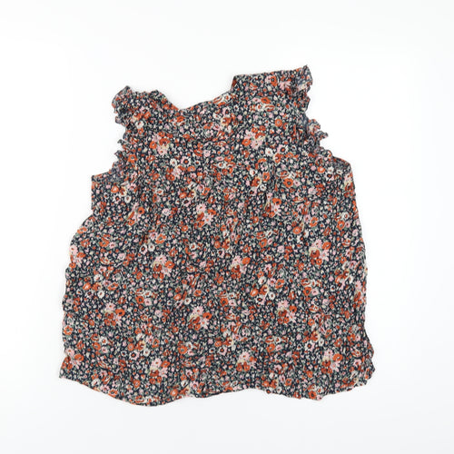 NEXT Womens Multicoloured Floral Modal Basic T-Shirt Size 10 V-Neck