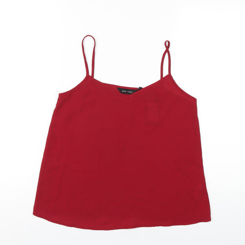 New Look Womens Red Polyester Camisole T-Shirt Size 8 V-Neck