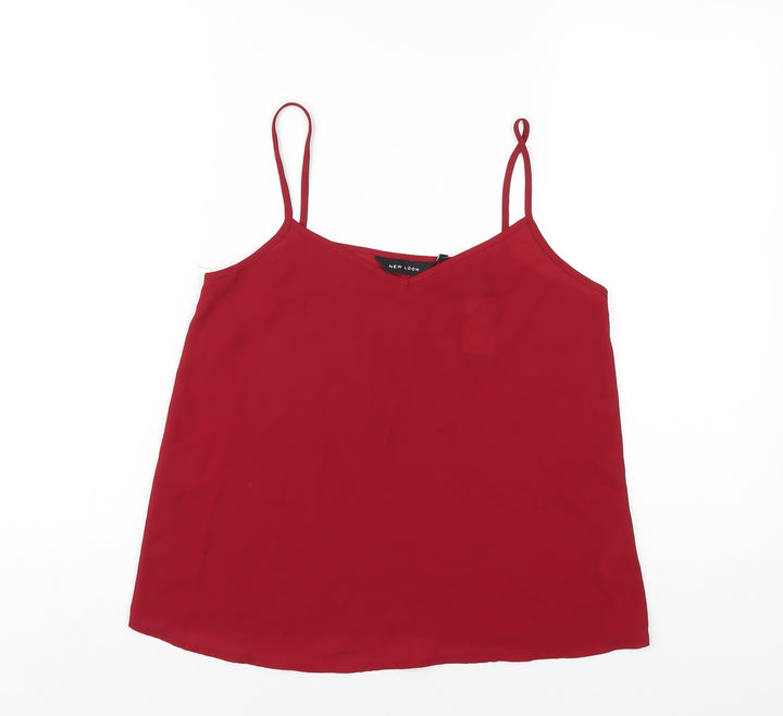 New Look Womens Red Polyester Camisole T-Shirt Size 8 V-Neck