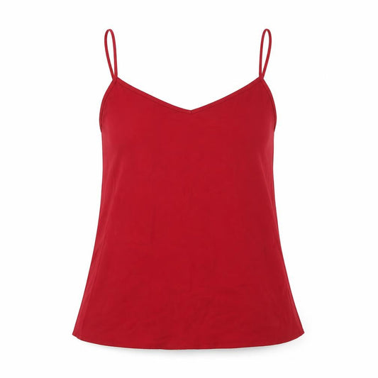 Front view of New Look women’s red polyester camisole t-shirt, size UK 8, v-neck