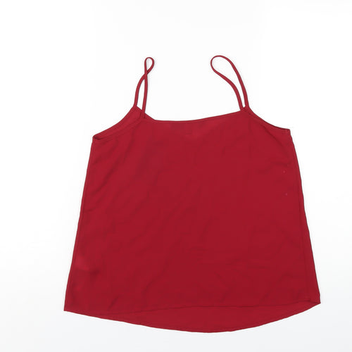 New Look Womens Red Polyester Camisole T-Shirt Size 8 V-Neck
