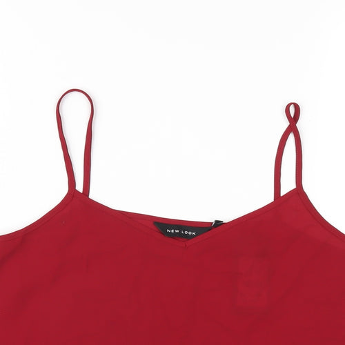 New Look Womens Red Polyester Camisole T-Shirt Size 8 V-Neck