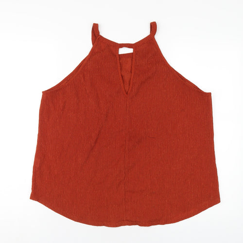 River Island Womens Orange Polyester Basic T-Shirt Size 10 Round Neck