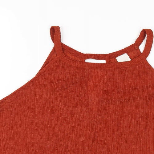 River Island Womens Orange Polyester Basic T-Shirt Size 10 Round Neck