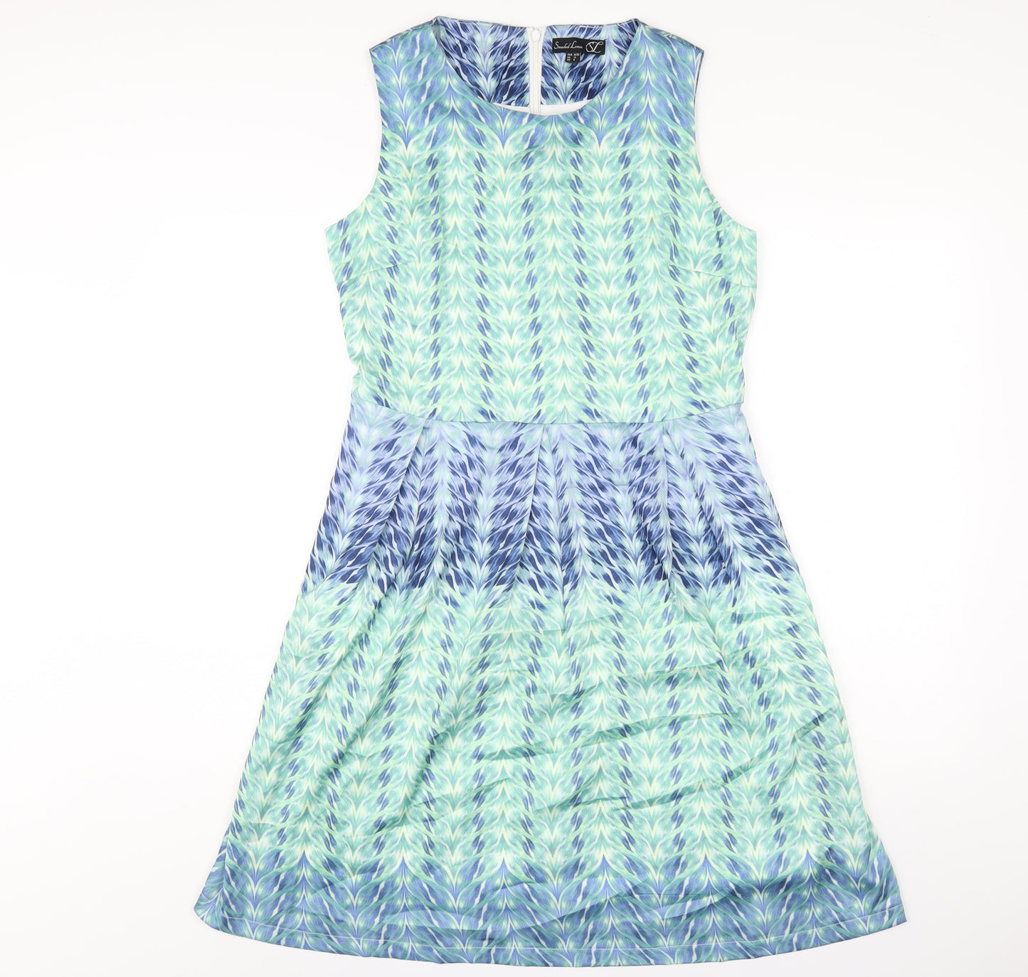 Smashed Lemon Womens Multicoloured Geometric Polyester A-Line Size 12 Off the Shoulder Zip