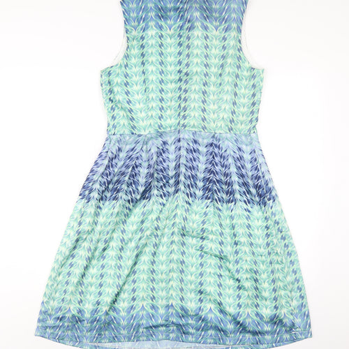Smashed Lemon Womens Multicoloured Geometric Polyester A-Line Size 12 Off the Shoulder Zip