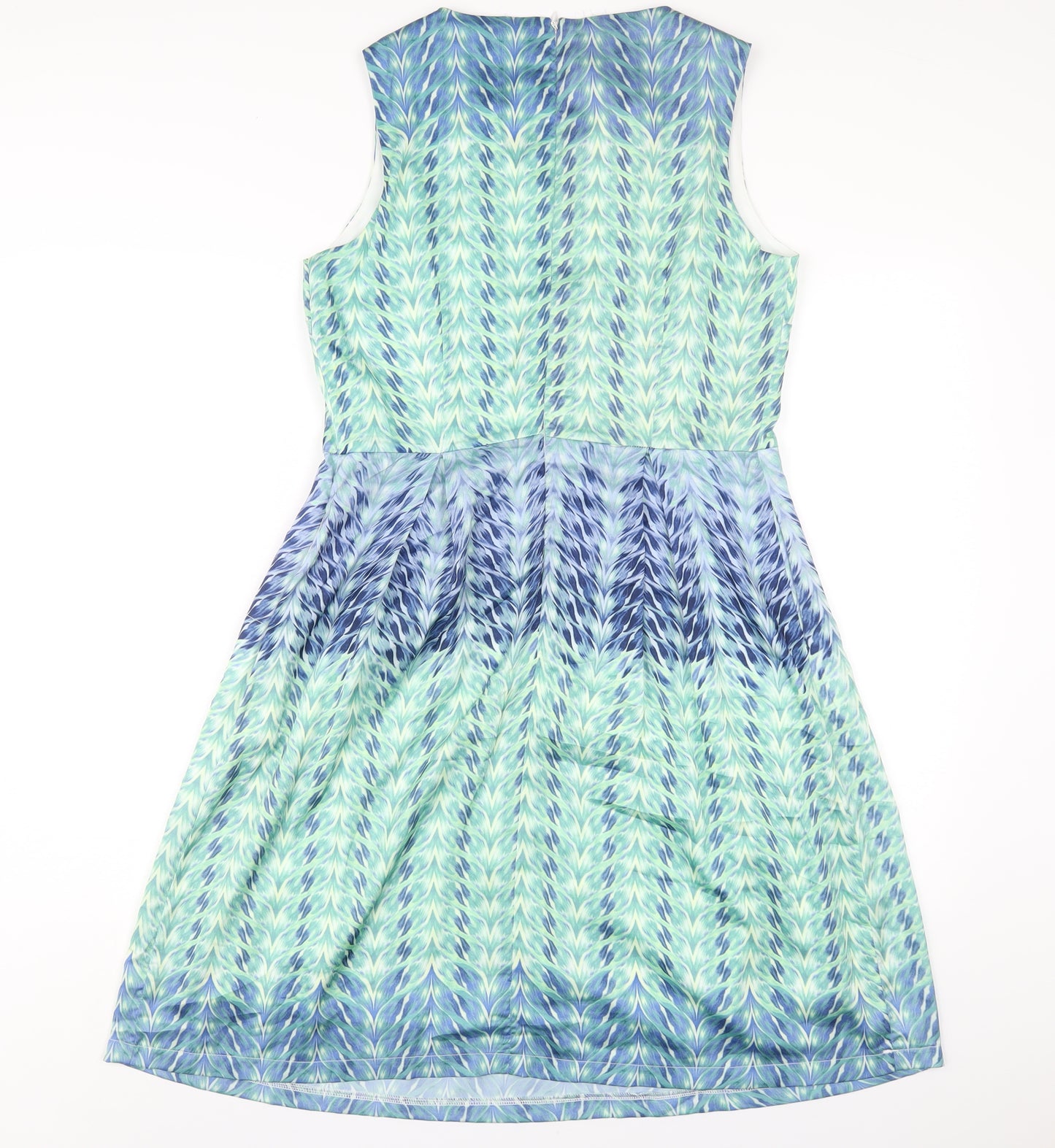 Smashed Lemon Womens Multicoloured Geometric Polyester A-Line Size 12 Off the Shoulder Zip