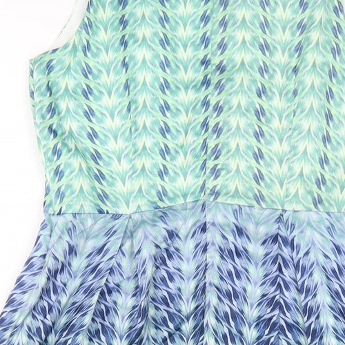 Smashed Lemon Womens Multicoloured Geometric Polyester A-Line Size 12 Off the Shoulder Zip