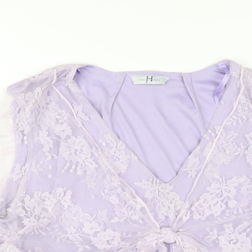 Joanna Hope Womens Purple Polyamide Basic T-Shirt Size 18 V-Neck