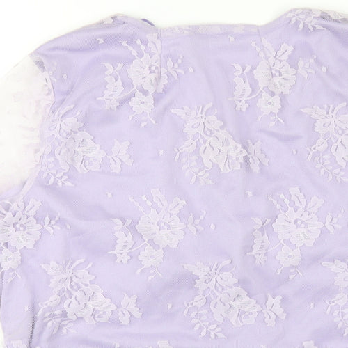 Joanna Hope Womens Purple Polyamide Basic T-Shirt Size 18 V-Neck