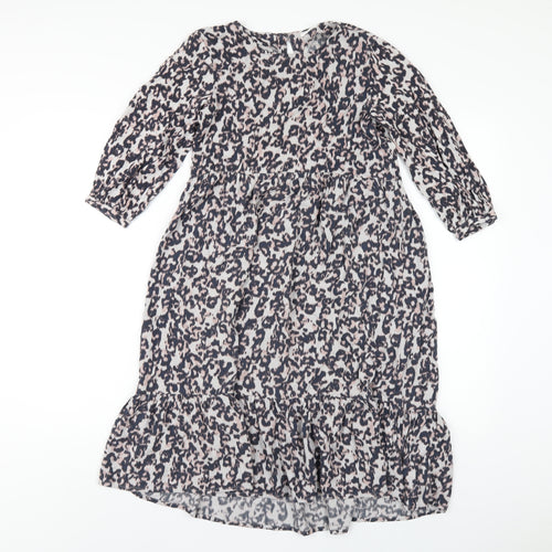 NEXT Girls Multicoloured Geometric Viscose A-Line Size 9 Years Round Neck Button