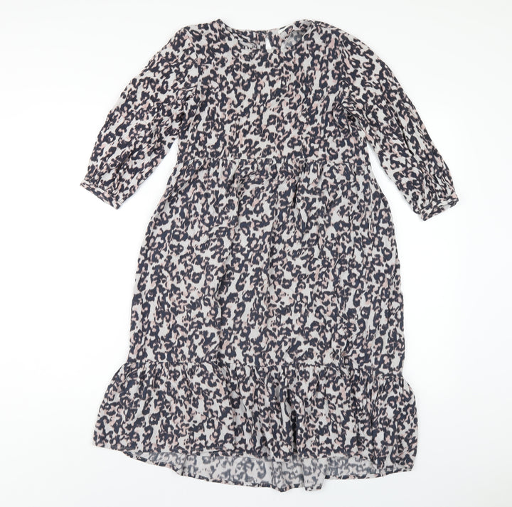 NEXT Girls Multicoloured Geometric Viscose A-Line Size 9 Years Round Neck Button