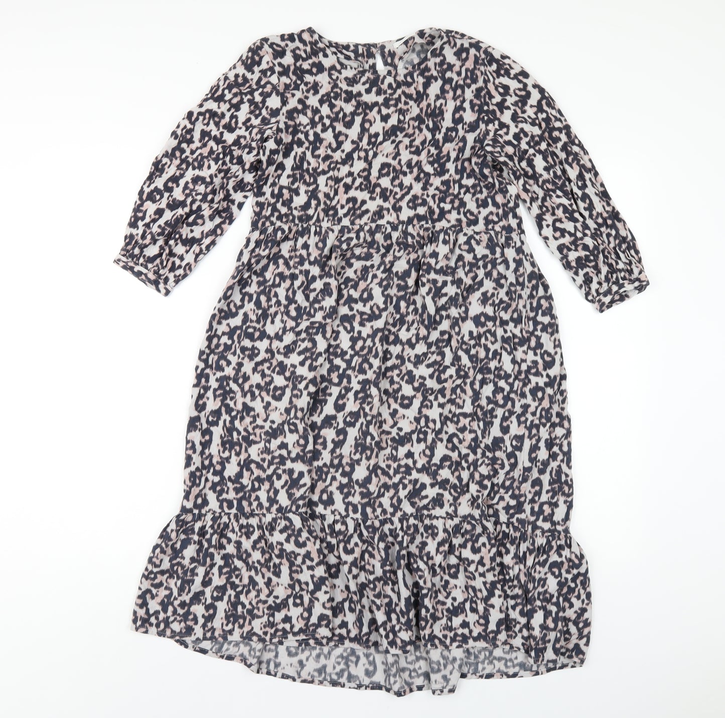 NEXT Girls Multicoloured Geometric Viscose A-Line Size 9 Years Round Neck Button