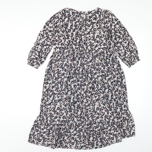 NEXT Girls Multicoloured Geometric Viscose A-Line Size 9 Years Round Neck Button