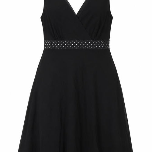 NEXT Womens Black Nylon Tank Dress Size 12 V-Neck Zip