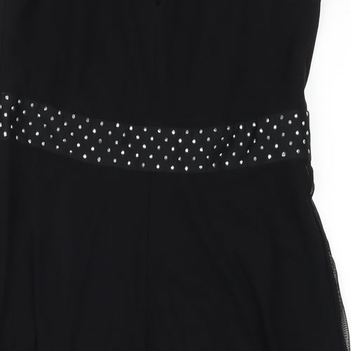 NEXT Womens Black Nylon Tank Dress Size 12 V-Neck Zip