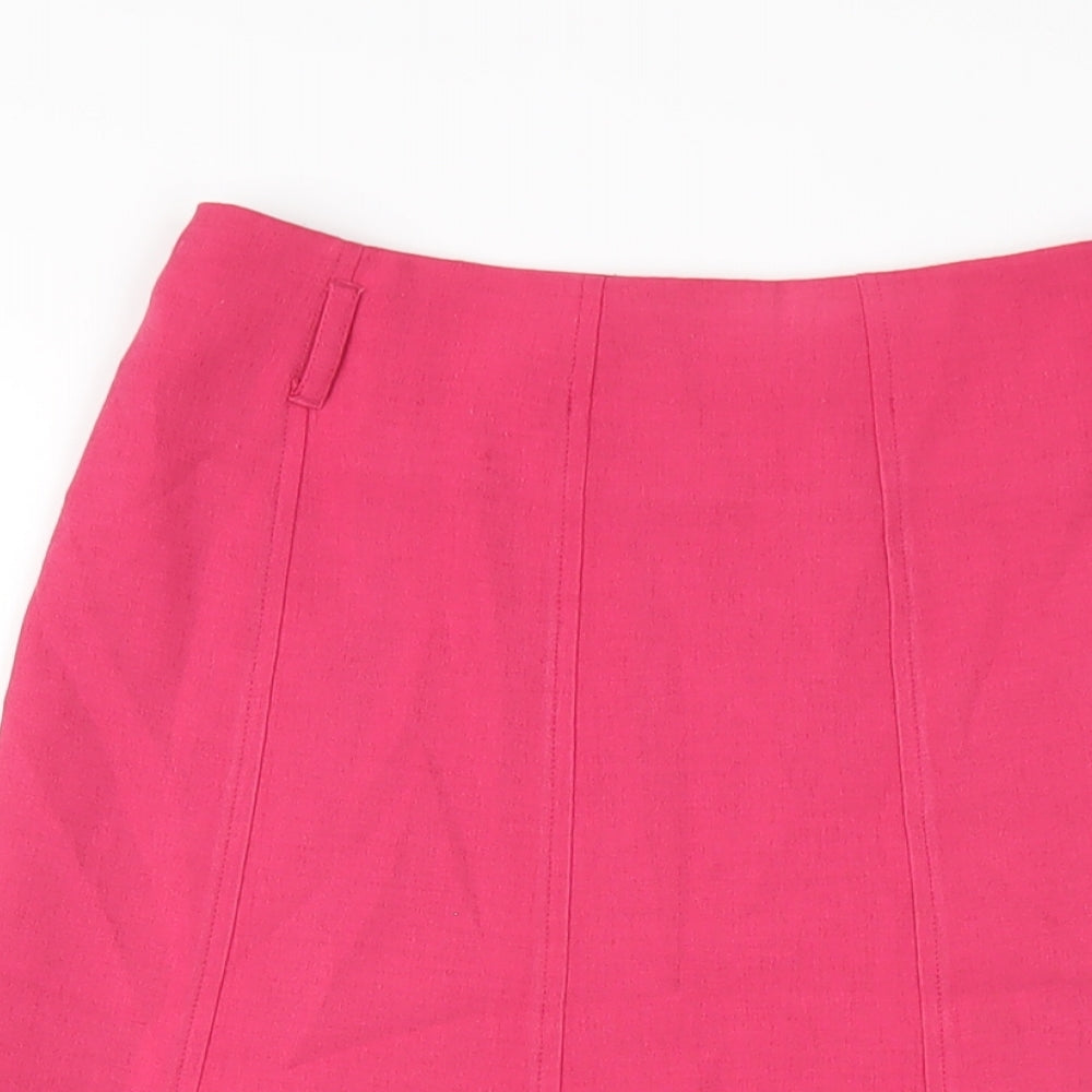 EWM Womens Pink Polyester A-Line Skirt Size 10 Zip