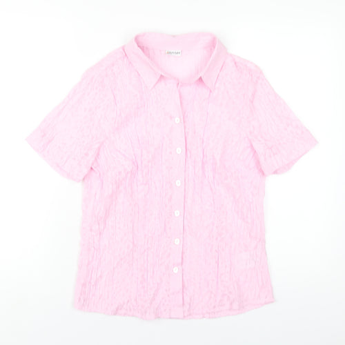 Damart Womens Pink Cotton Basic Button-Up Size 10 Collared