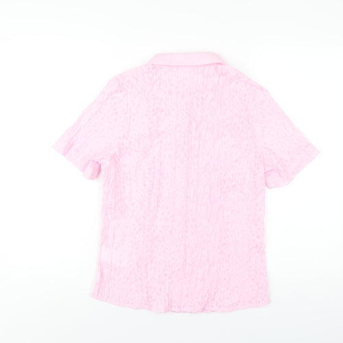 Damart Womens Pink Cotton Basic Button-Up Size 10 Collared
