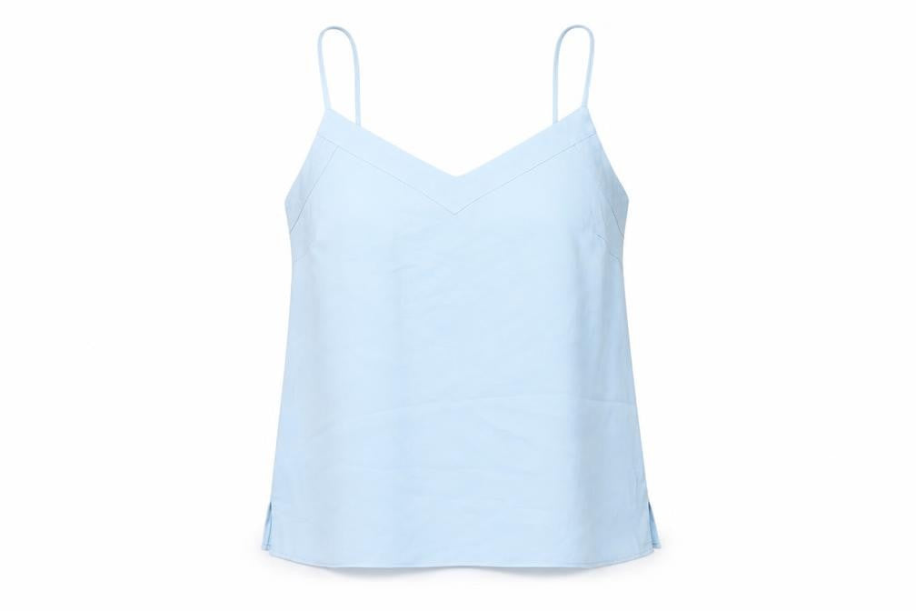 Topshop Womens Blue Polyester Camisole T-Shirt Size 12 V-Neck