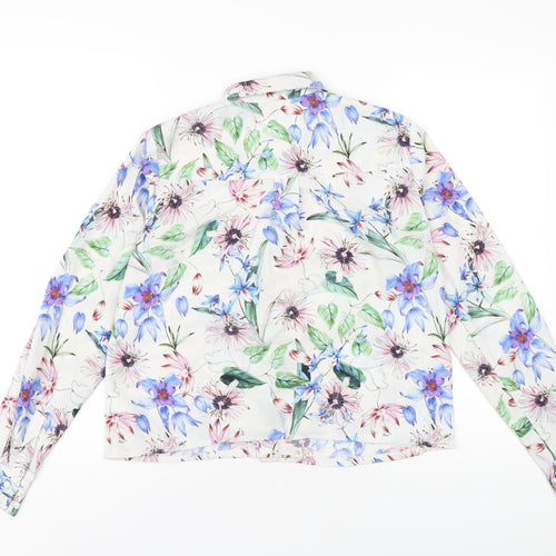 H&M Womens Multicoloured Floral Polyester Basic Button-Up Size 6 Collared