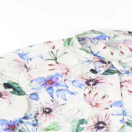 H&M Womens Multicoloured Floral Polyester Basic Button-Up Size 6 Collared