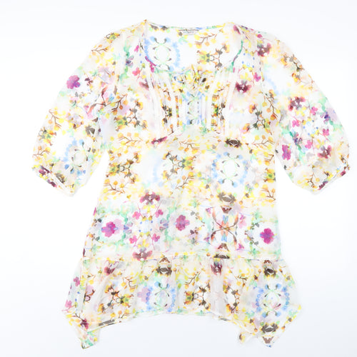 Indigo Womens Multicoloured Floral Polyester A-Line Size 12 Round Neck Pullover