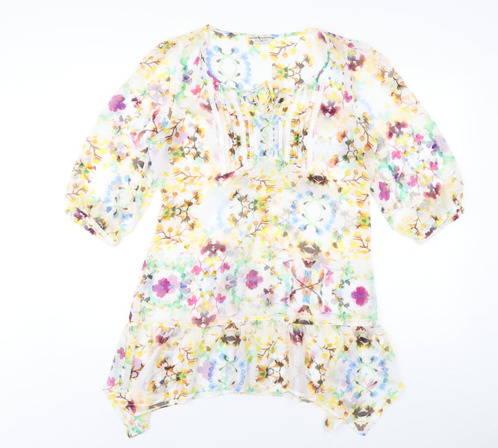 Indigo Womens Multicoloured Floral Polyester A-Line Size 12 Round Neck Pullover