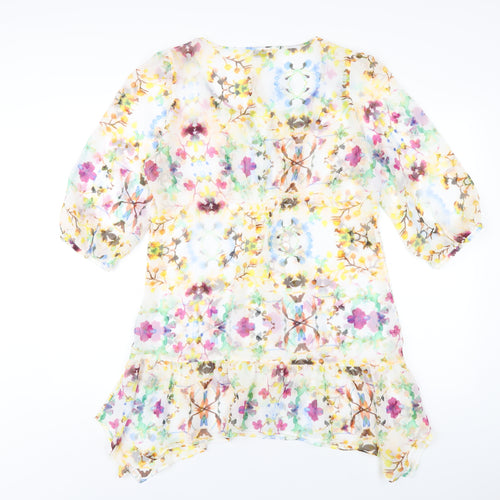 Indigo Womens Multicoloured Floral Polyester A-Line Size 12 Round Neck Pullover