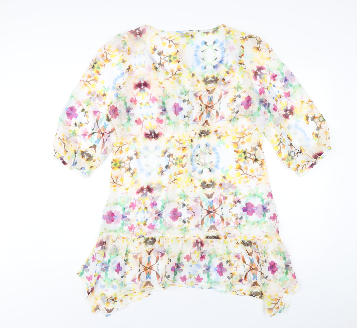 Indigo Womens Multicoloured Floral Polyester A-Line Size 12 Round Neck Pullover