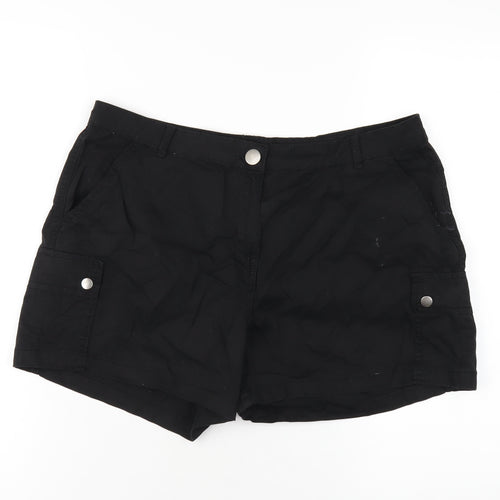 Dorothy Perkins Womens Black Cotton Basic Shorts Size 14 Regular Zip