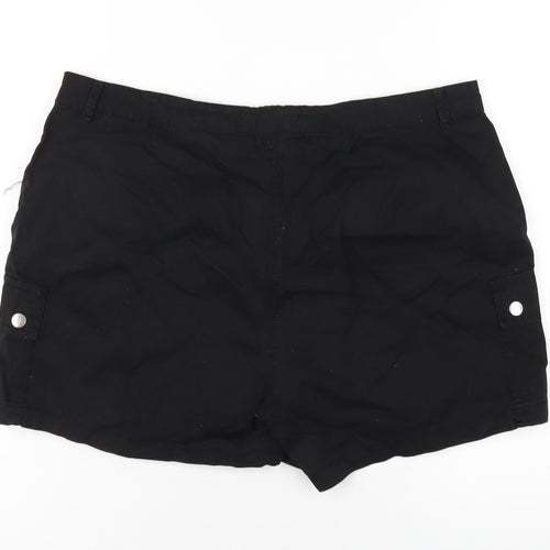 Dorothy Perkins Womens Black Cotton Basic Shorts Size 14 Regular Zip