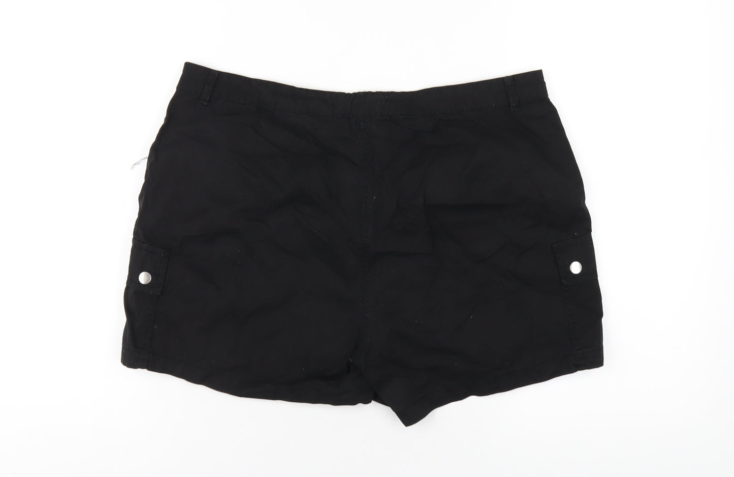 Dorothy Perkins Womens Black Cotton Basic Shorts Size 14 Regular Zip