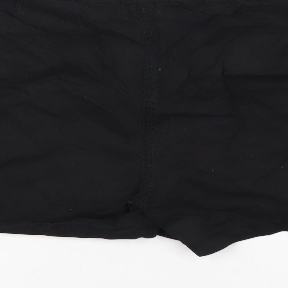 Dorothy Perkins Womens Black Cotton Basic Shorts Size 14 Regular Zip