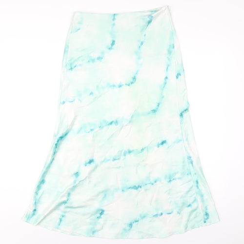Bershka Womens Green Polyester A-Line Skirt Size M Zip
