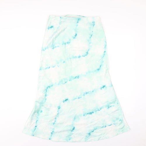 Bershka Womens Green Polyester A-Line Skirt Size M Zip
